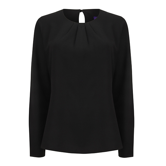 Ladies Pleat Front Long Sleeved Blouse