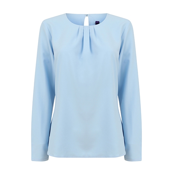 Ladies Pleat Front Long Sleeved Blouse