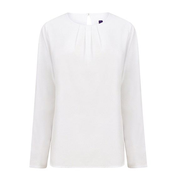 Ladies Pleat Front Long Sleeved Blouse