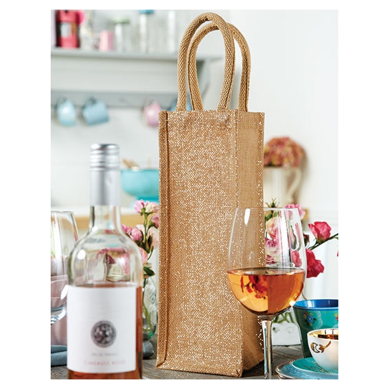Shimmer Jute Bottle Bag