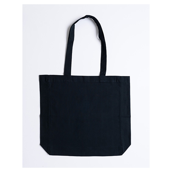 Cotton bag with sidefold, long handles