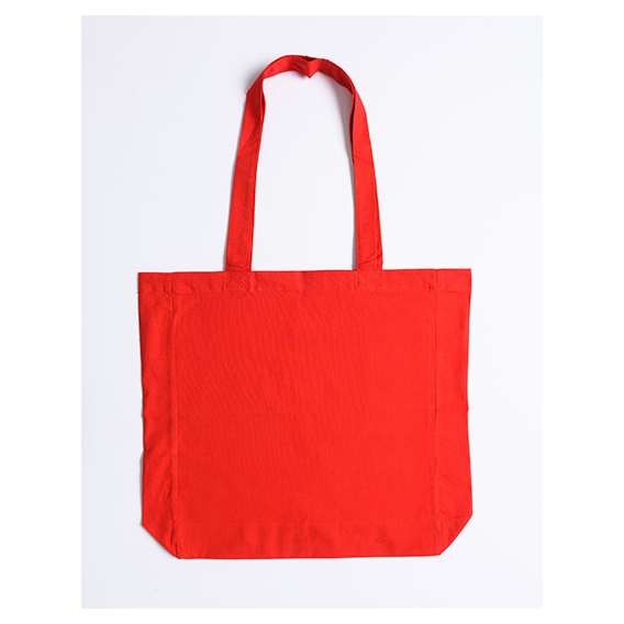 Cotton bag with sidefold, long handles
