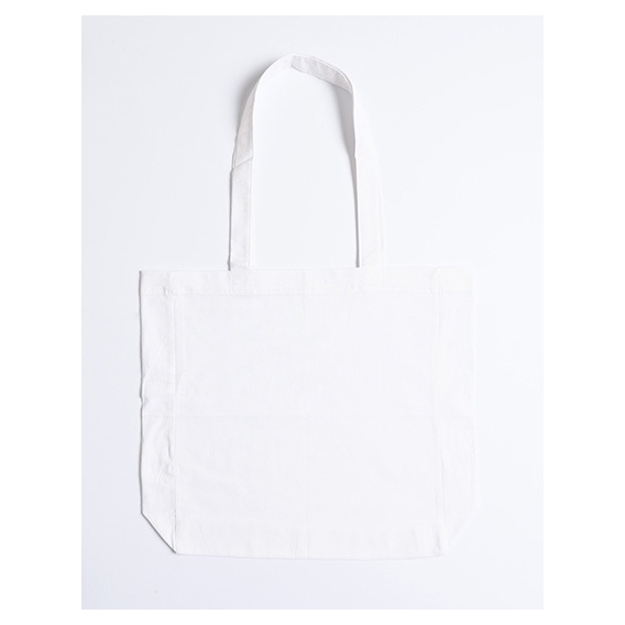 Cotton bag with sidefold, long handles