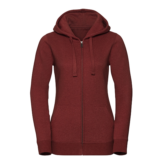 Ladies` Authentic Melange Zipped Hood Sweat
