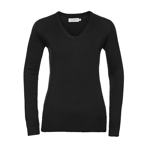 Ladies` V-Neck Knitted Pullover