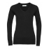 Ladies` V-Neck Knitted Pullover