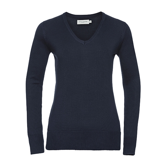Ladies` V-Neck Knitted Pullover