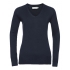Ladies` V-Neck Knitted Pullover
