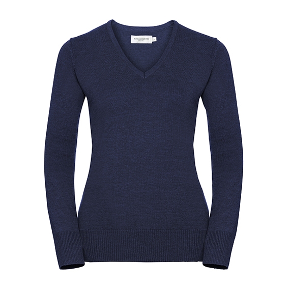 Ladies` V-Neck Knitted Pullover