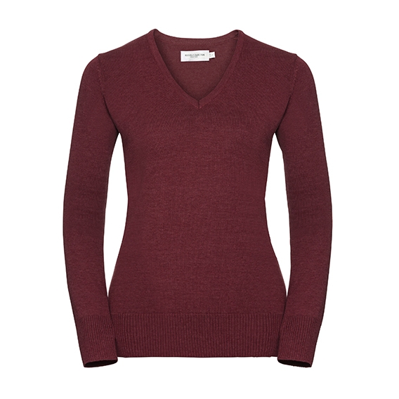 Ladies` V-Neck Knitted Pullover
