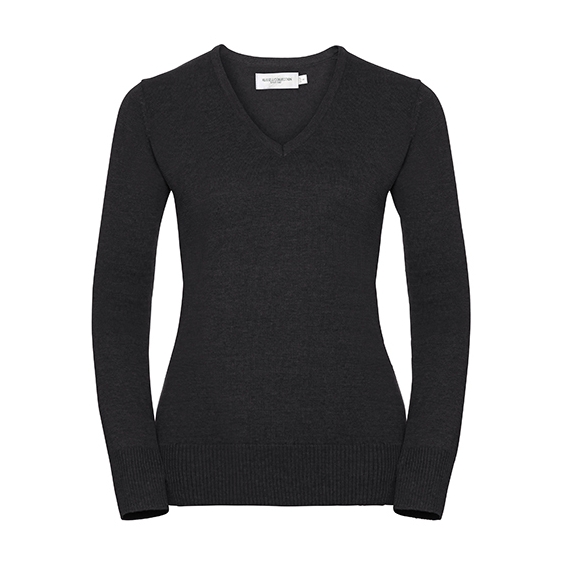 Ladies` V-Neck Knitted Pullover
