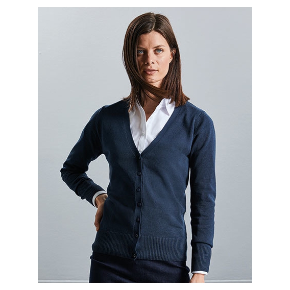 Ladies` V-Neck Knitted Cardigan