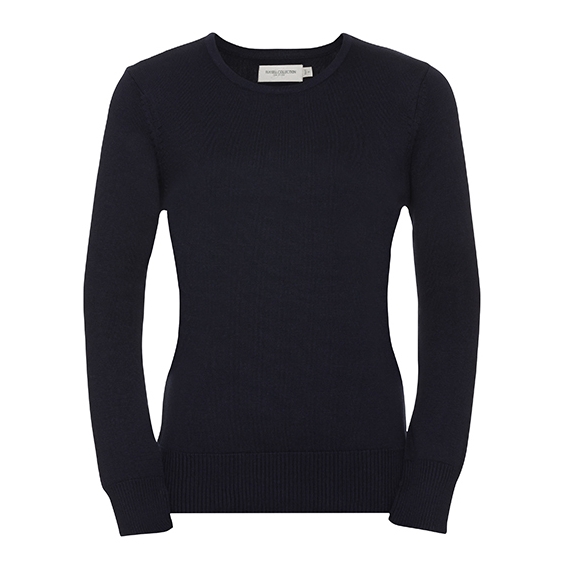 Ladies` Crew Neck Knitted Pullover