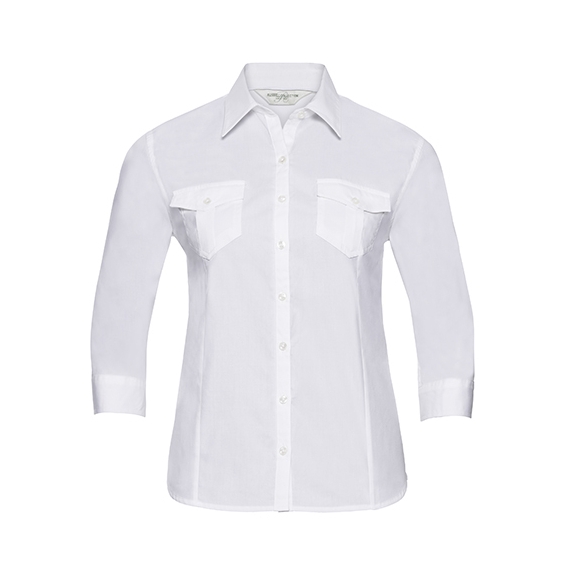 Ladies` Roll 3/4 Sleeve Fitted Twill Shirt