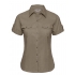 Ladies` Roll Short Sleeve Fitted Twill Shirt