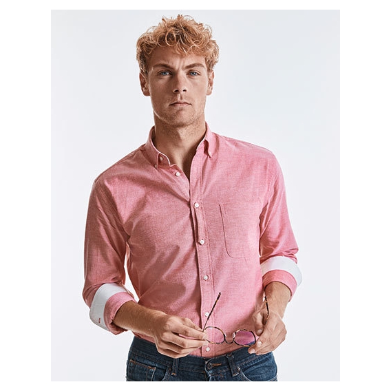 Men`s Long Sleeve Tailored Washed Oxford Shirt