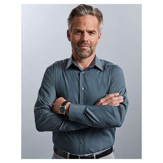 Men`s Long Sleeve Tailored Polycotton Poplin Shirt