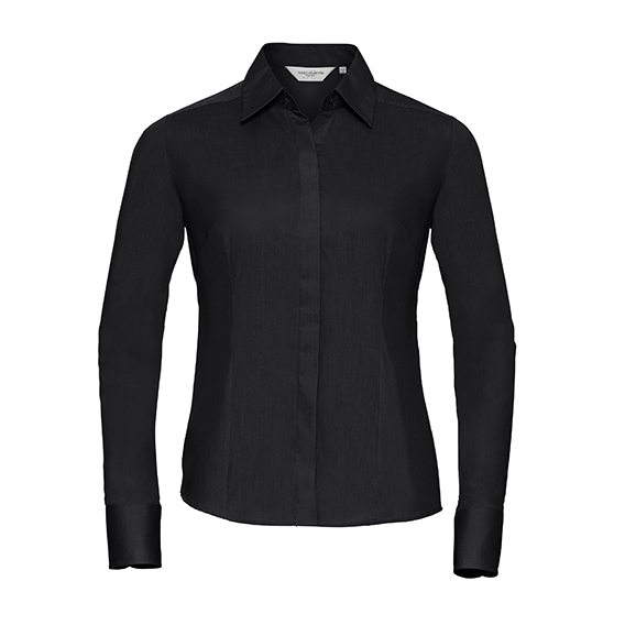 Ladies` Long Sleeve Fitted Polycotton Poplin Shirt