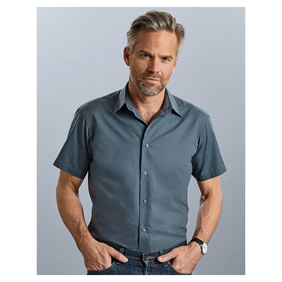 Men`s Short Sleeve Tailored Polycotton Poplin Shirt