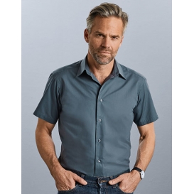 Men`s Short Sleeve Tailored Polycotton Poplin Shirt