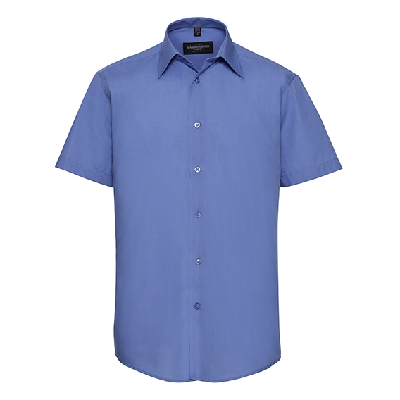 Men`s Short Sleeve Tailored Polycotton Poplin Shirt