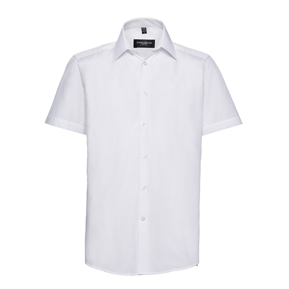 Men`s Short Sleeve Tailored Polycotton Poplin Shirt