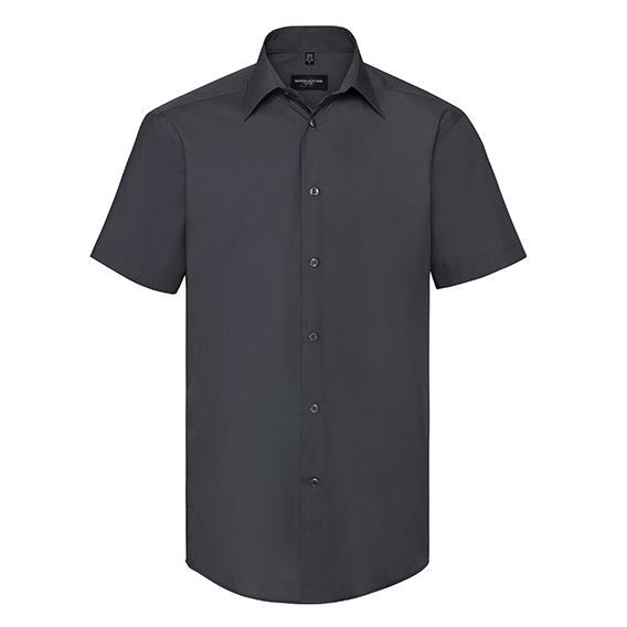 Men`s Short Sleeve Tailored Polycotton Poplin Shirt