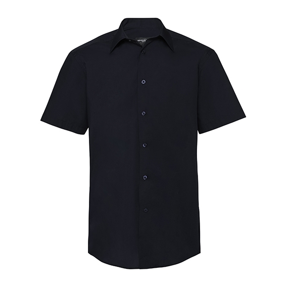 Men`s Short Sleeve Tailored Polycotton Poplin Shirt