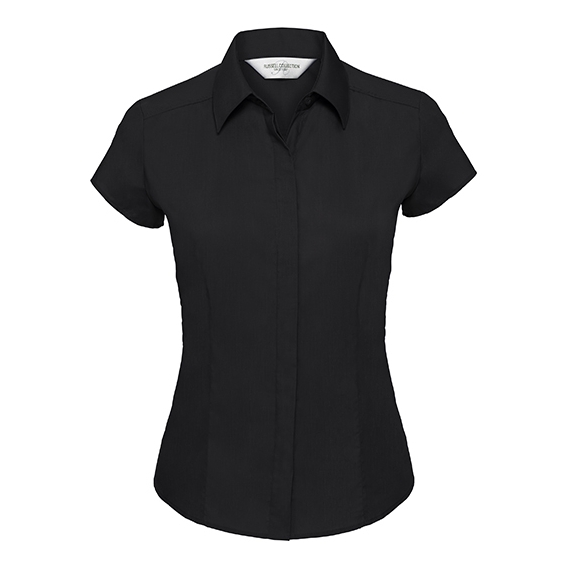 Ladies` Cap Sleeve Fitted Polycotton Poplin Shirt