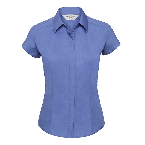 Ladies` Cap Sleeve Fitted Polycotton Poplin Shirt