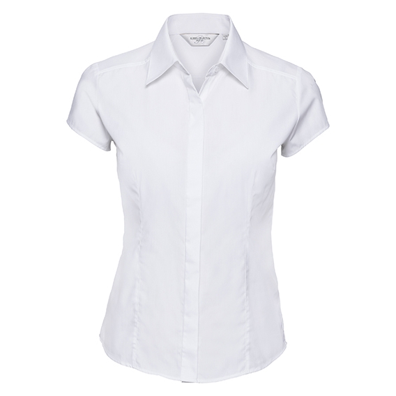 Ladies` Cap Sleeve Fitted Polycotton Poplin Shirt
