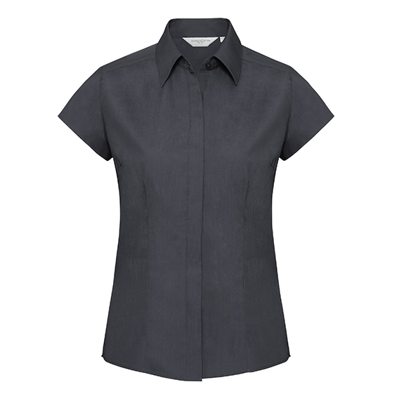 Ladies` Cap Sleeve Fitted Polycotton Poplin Shirt