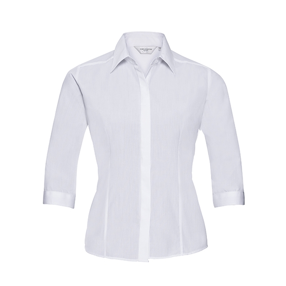 Ladies` 3/4 Sleeve Fitted Polycotton Poplin Shirt