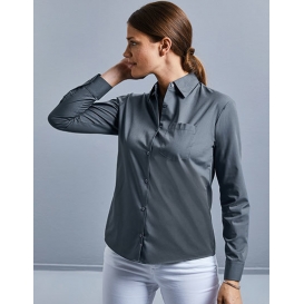 Ladies` Long Sleeve Classic Polycotton Poplin Shirt