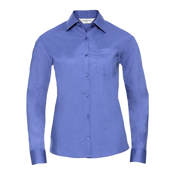 Ladies` Long Sleeve Classic Polycotton Poplin Shirt
