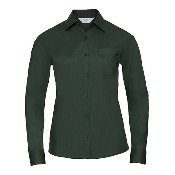 Ladies` Long Sleeve Classic Polycotton Poplin Shirt