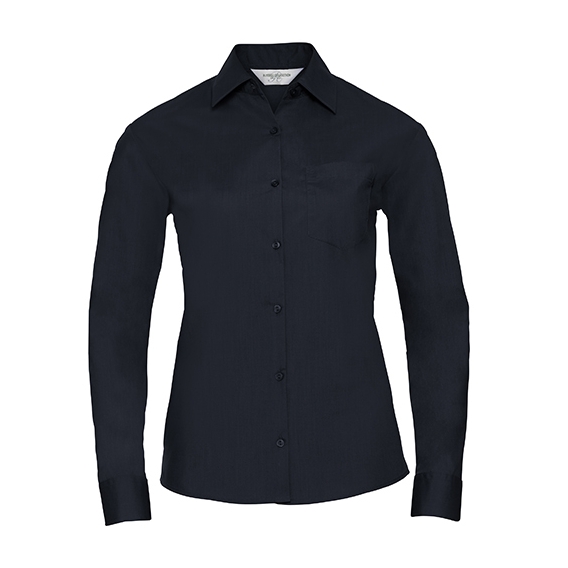 Ladies` Long Sleeve Classic Polycotton Poplin Shirt