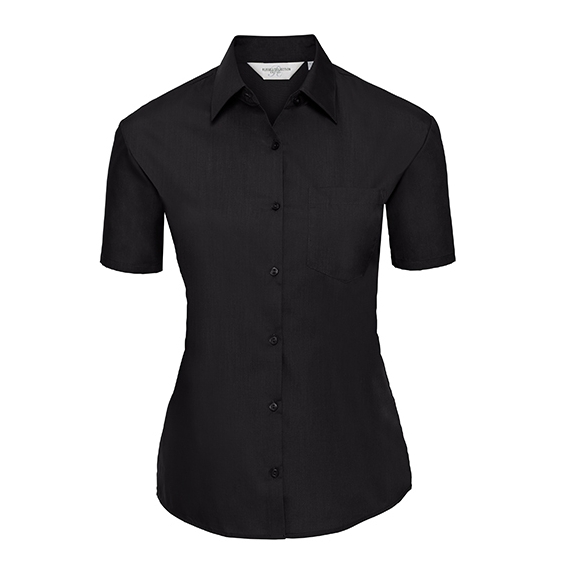 Ladies` Short Sleeve Classic Polycotton Poplin Shirt
