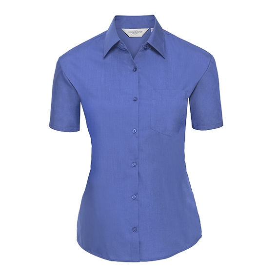 Ladies` Short Sleeve Classic Polycotton Poplin Shirt