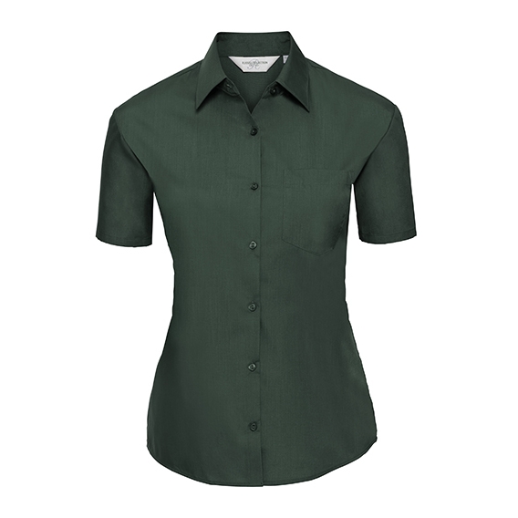Ladies` Short Sleeve Classic Polycotton Poplin Shirt