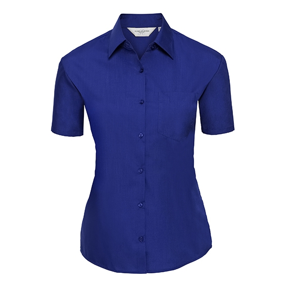 Ladies` Short Sleeve Classic Polycotton Poplin Shirt