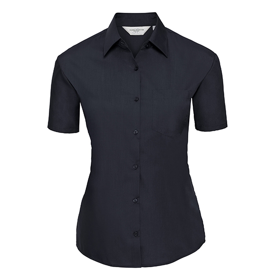 Ladies` Short Sleeve Classic Polycotton Poplin Shirt