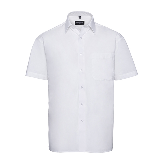 Men`s Short Sleeve Classic Pure Cotton Poplin Shirt