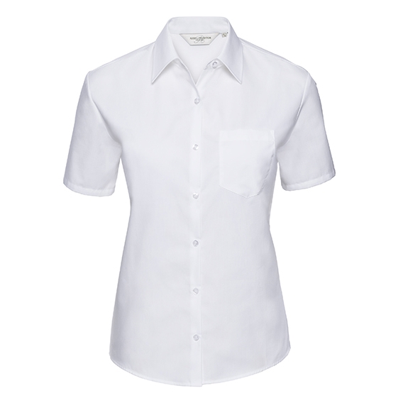 Ladies` Short Sleeve Classic Pure Cotton Poplin Shirt