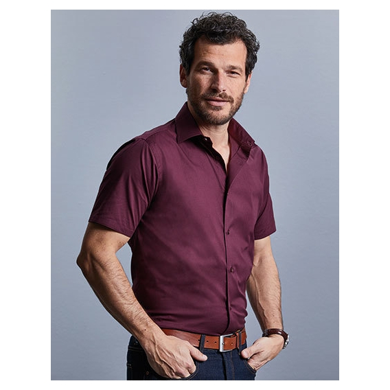 Men`s Short Sleeve Fitted Stretch Shirt