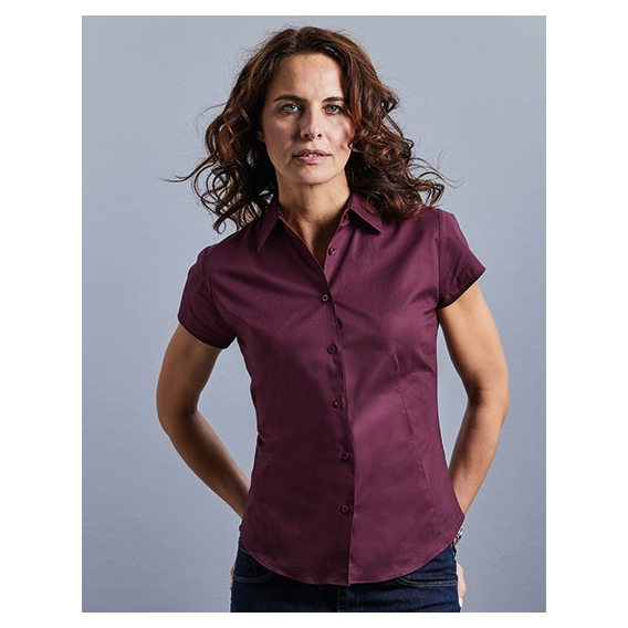 Ladies` Short Sleeve Fitted Stretch Shirt