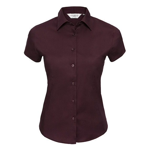 Ladies` Short Sleeve Fitted Stretch Shirt