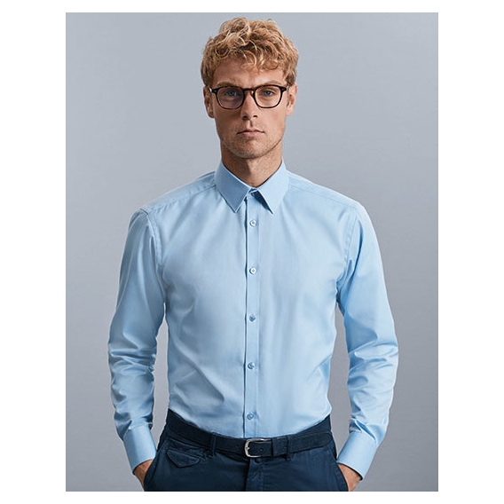 Men`s Long Sleeve Tailored Herringbone Shirt