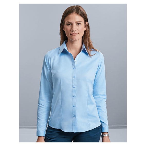 Ladies` Long Sleeve Tailored Herringbone Shirt