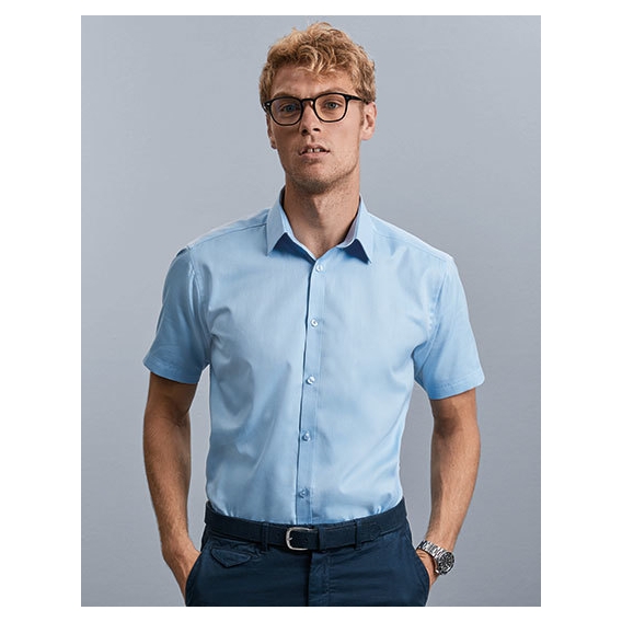 Men`s Short Sleeve Tailored Herringbone Shirt